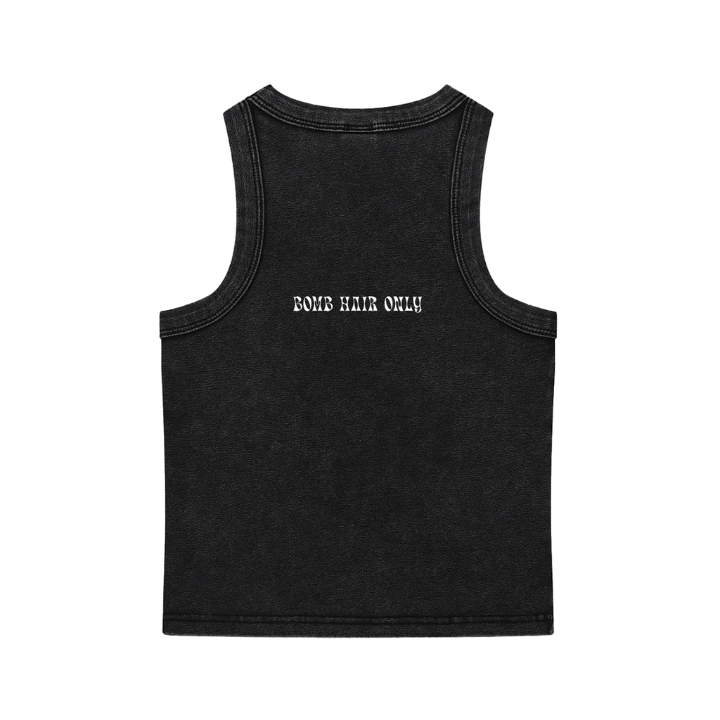 Bomb Hair Only White Text Tank