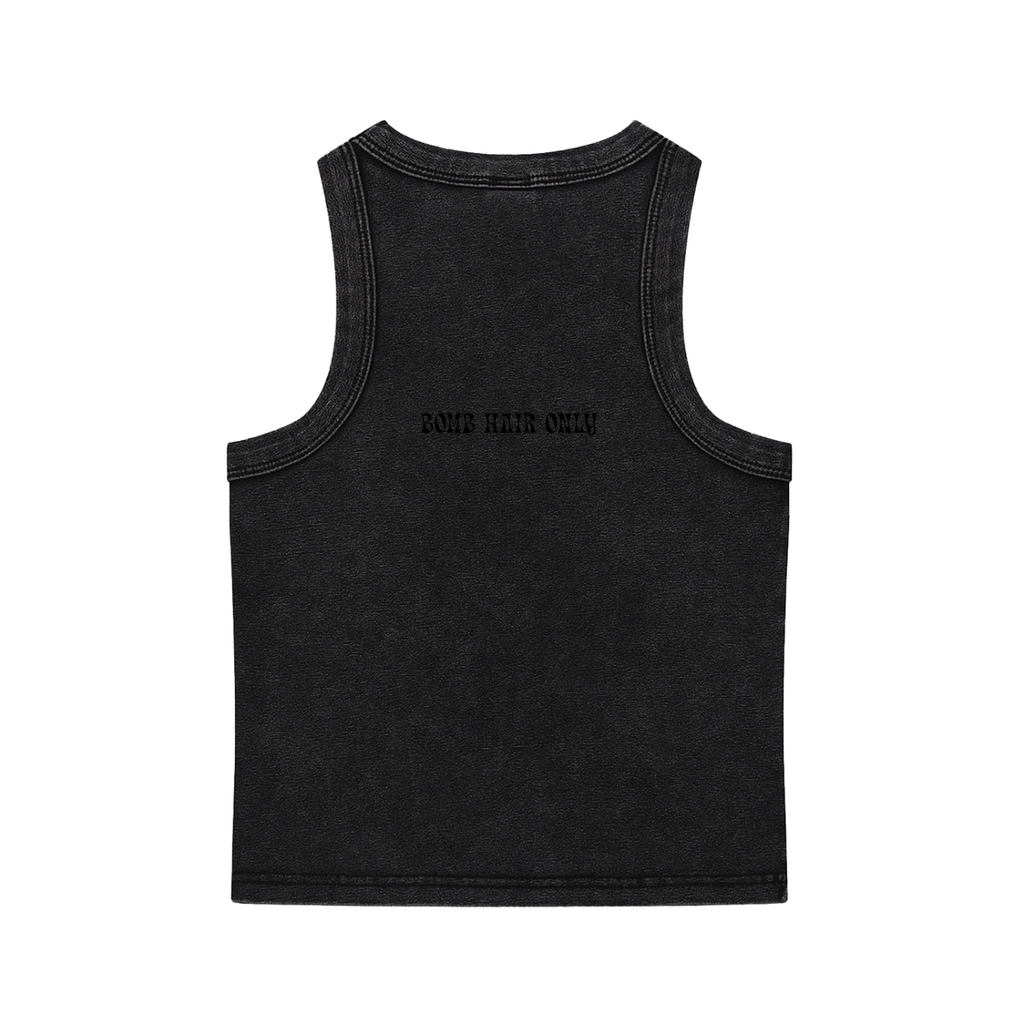 Bomb Hair Only Black Text Tank
