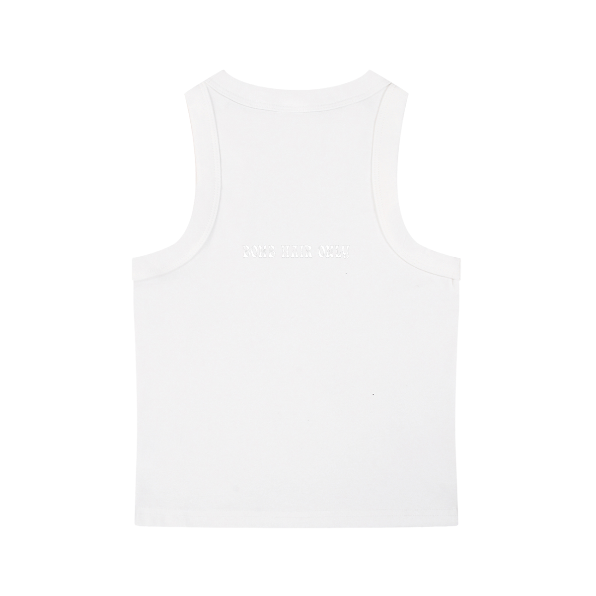 Bomb Hair Only White Text Tank